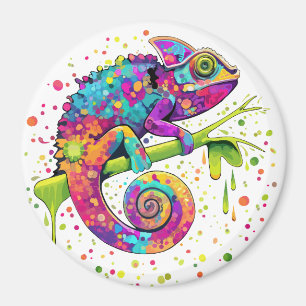 Chameleon Paint Stains Watercolor Style Magnet