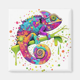Chameleon Paint Stains Watercolor Style Magnet
