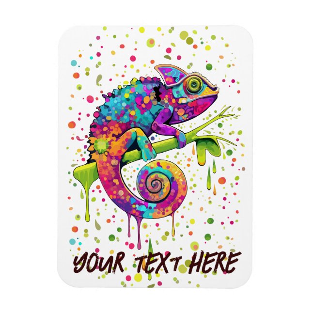 Chameleon Paint Stains Watercolor Style Magnet (Vertical)