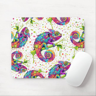 Chameleon Paint Stains Watercolor Style Mouse Pad