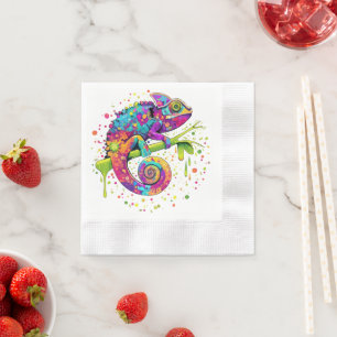 Chameleon Paint Stains Watercolor Style Napkins