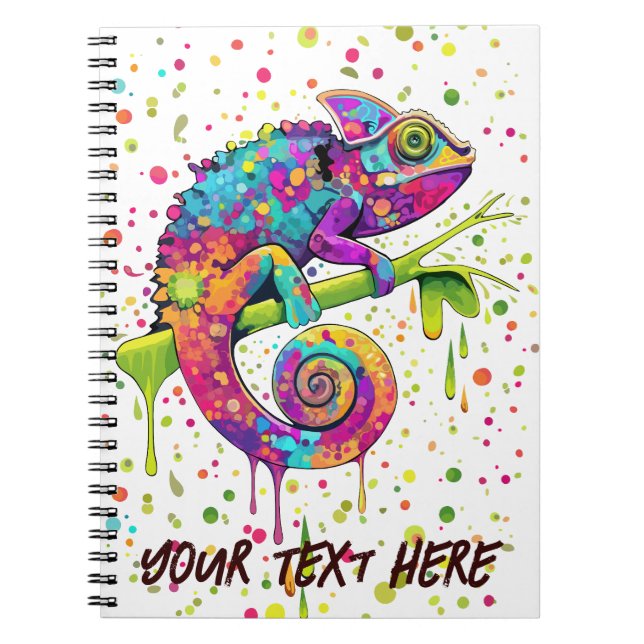 Chameleon Paint Stains Watercolor Style Notebook (Front)