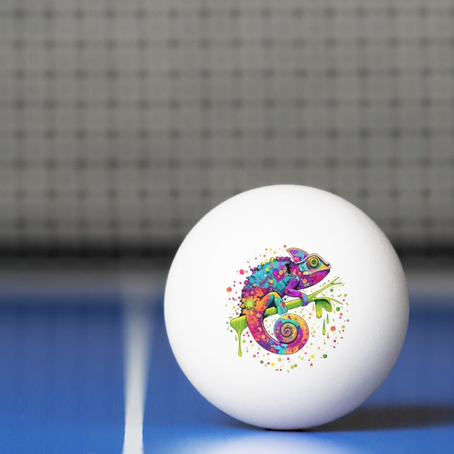 Chameleon Paint Stains Watercolor Style Ping Pong Ball (Net)