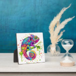 Chameleon Paint Stains Watercolor Style Plaque<br><div class="desc">Chameleon Paint Stains Watercolor Style bizarre surreal art . Original Vector Logo Illustration Copyright BluedarkArt.</div>