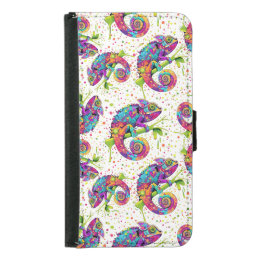 Chameleon Paint Stains Watercolor Style Samsung Galaxy S5 Wallet Case