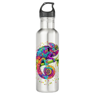 Chameleon Paint Stains Watercolor Style Stainless Steel Water Bottle