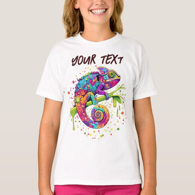 Chameleon Paint Stains Watercolor Style T-Shirt (Front)
