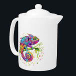 Chameleon Paint Stains Watercolor Style Teapot<br><div class="desc">Chameleon Paint Stains Watercolor Style bizarre surreal art . Original Vector Logo Illustration Copyright BluedarkArt.</div>