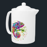 Chameleon Paint Stains Watercolor Style Teapot<br><div class="desc">Chameleon Paint Stains Watercolor Style bizarre surreal art . Original Vector Logo Illustration Copyright BluedarkArt.</div>