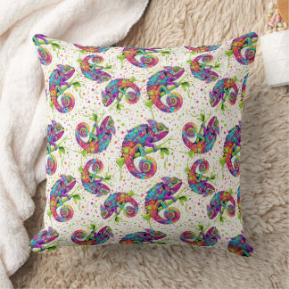 Chameleon Paint Stains Watercolor Style Throw Pill Throw Pillow