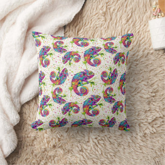 Chameleon Paint Stains Watercolor Style Throw Pillow