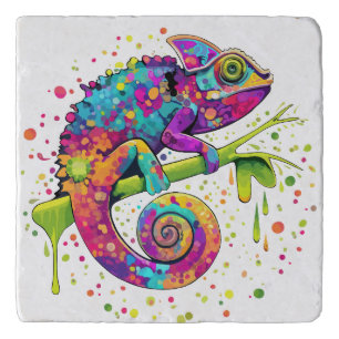 Chameleon Paint Stains Watercolor Style Trivet