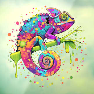 Chameleon Paint Stains Watercolor Style Window Cling