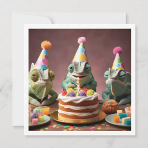 Chameleon party animals, chameleon birthday invite