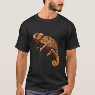 Chameleon Portrait Artwork Wildlife Lizard Colorfu T-Shirt