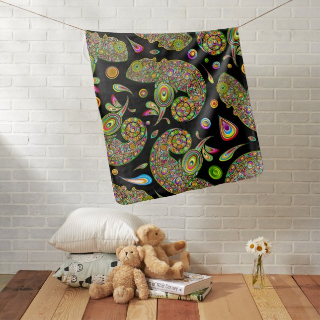 Chameleon Psychedelic Fantasy Baby Blanket (In Situ)