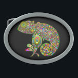 Chameleon Psychedelic Fantasy Belt Buckle<br><div class="desc">Amazing Abstract Chameleon made on Vector Graphic Art,  creating first the colorful and psychedelic drops and circles elements,  and then assembling them to compose the Chameleon's shape. Copyright BluedarkArt.</div>