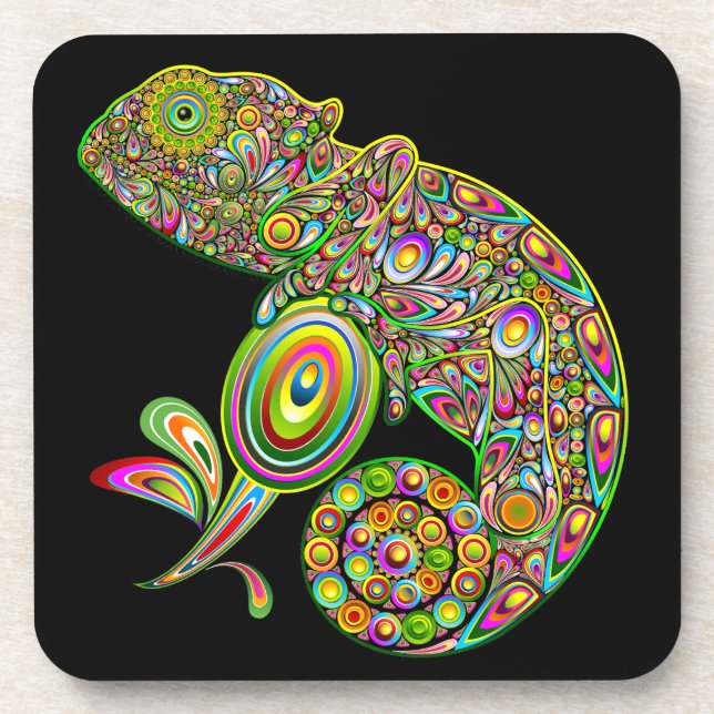 Chameleon Psychedelic Fantasy Beverage Coaster (Front)