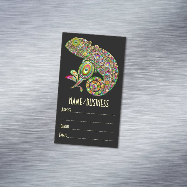 Chameleon Psychedelic Fantasy Business Card Magnet (In Situ)