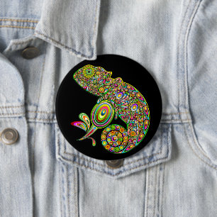 Chameleon Psychedelic Fantasy Button