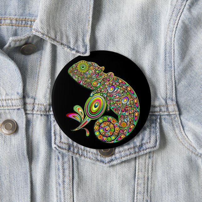 Chameleon Psychedelic Fantasy Button (In Situ)