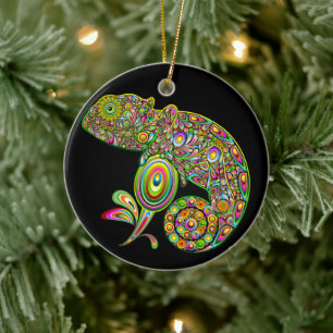 Chameleon Psychedelic Fantasy Ceramic Ornament