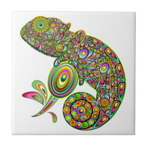 Chameleon Psychedelic Fantasy Ceramic Tile