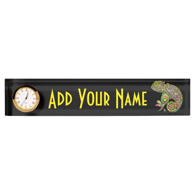 Chameleon Psychedelic Fantasy Desk Name Plate (Front)