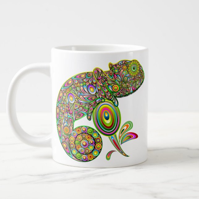 Chameleon Psychedelic Fantasy Giant Coffee Mug (Left)