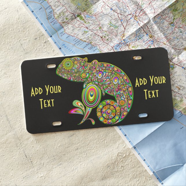 Chameleon Psychedelic Fantasy License Plate (In Situ)
