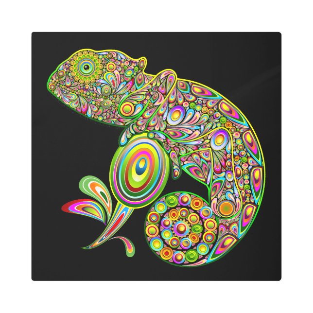 Chameleon Psychedelic Fantasy Metal Print (Front)