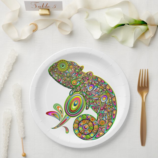 Chameleon Psychedelic Fantasy Paper Plates (Wedding)