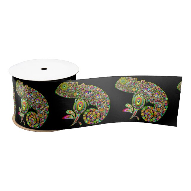 Chameleon Psychedelic Fantasy Satin Ribbon (Spool)