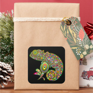 Chameleon Psychedelic Fantasy Square Sticker