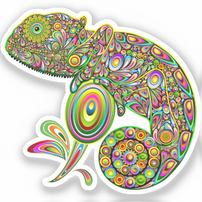 Chameleon Psychedelic Fantasy Sticker (Front)