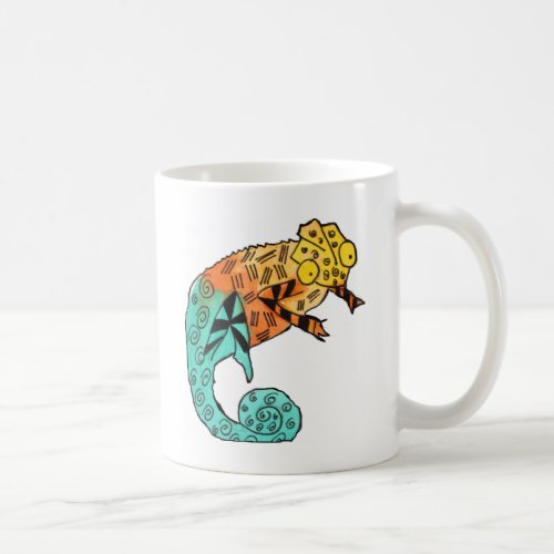 Chameleon reptile art illustration coffee mug