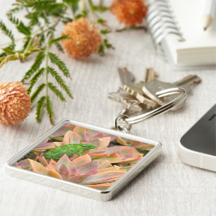 "CHAMELEON RESTING ON SUCCULENT PLANT" KEYCHAIN