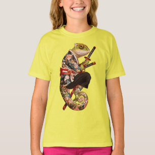 Chameleon Samurai – Tattooed Warrior with Katana T-Shirt