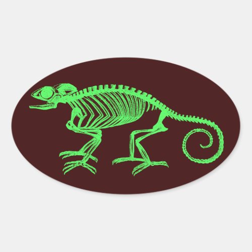 Chameleon Skeleton Oval Sticker