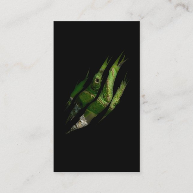 Chameleon Torn Art Animal Lizard Business Card (Front)