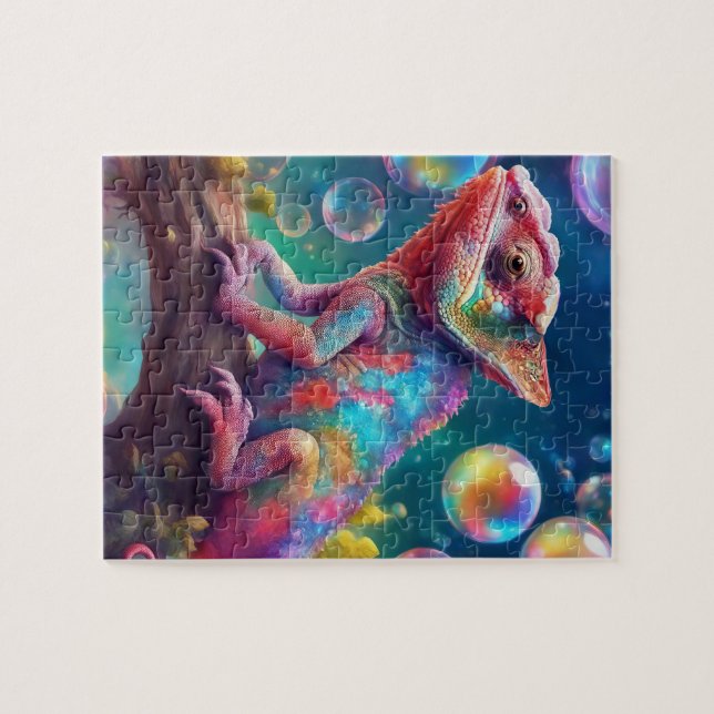 Chameleon with bubbles jigsaw puzzle | Zazzle