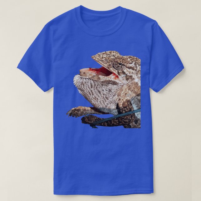 Chameleon With Open Mouth  Reptile Vector Art T-Shirt (Design Front)