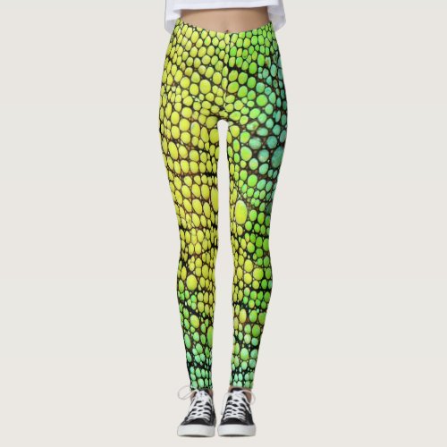 Chameleon Yellow Green Skin Leggings  Yoga Pants