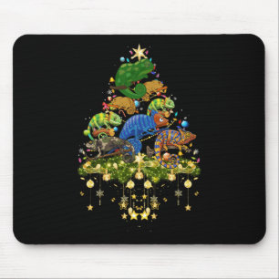 Chameleons Christmas Tree Lights Holiday Chameleon Mouse Pad