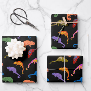 Chameleons Colorful Reptile Lizards Kids Wrapping Paper Sheets