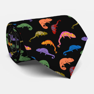 Chameleons Colorful Reptile Lizards Neck Tie