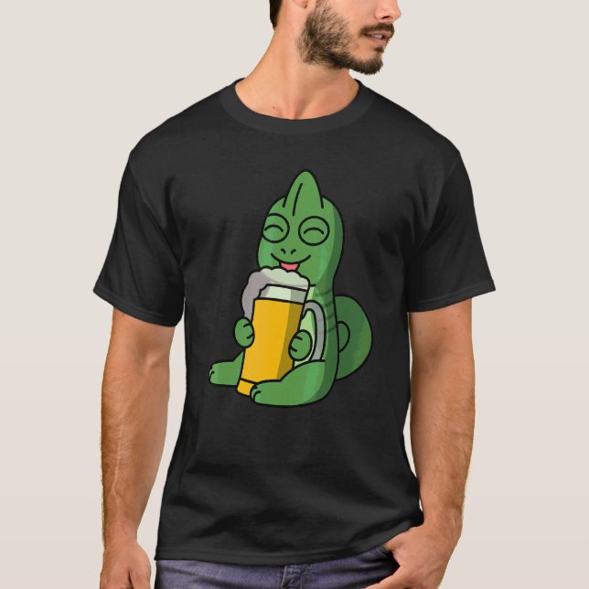 Chameleons Drinking Beer Pet T-Shirt (Front)