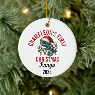 Chameleon's First Christmas 2025 Ceramic Ornament