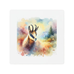 Chamois in the Light of Nature 180924AREF105 - Wat Metal Print