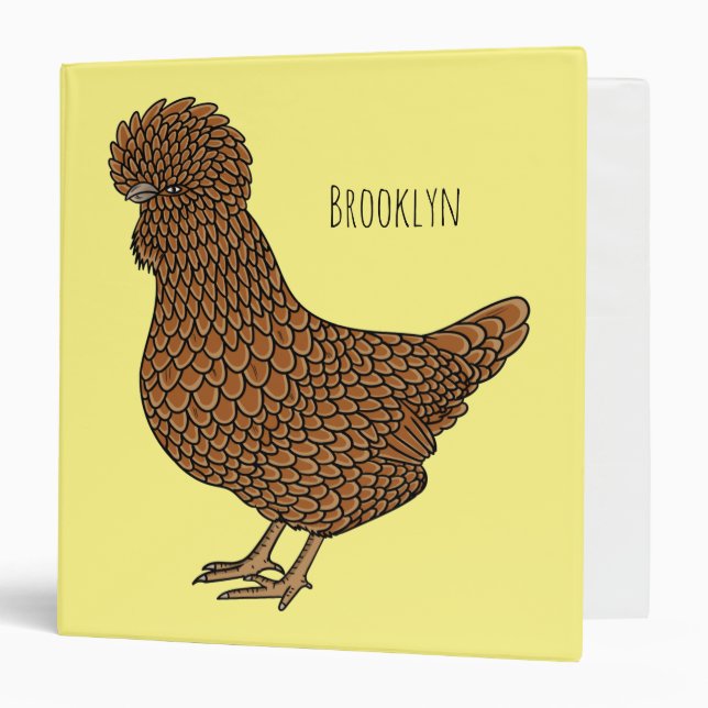 Chamois polish chicken cartoon illustration 3 ring binder (Front/Inside)
